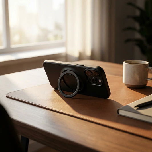 RHYUMK 360° Rotating Ring Case for iPhone | MagSafe & CD Stand