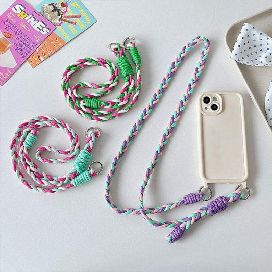 Bicolor Braided Crossbody Phone Strap - Heavy Duty Nylon Lanyard